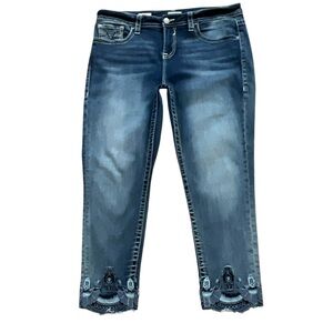 Vigoss Women's Embroidered Stretch Crop Skinny Jeans Size‎ 14